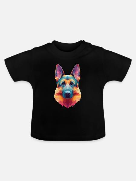 Schäferhund - Baby Bio-T-Shirt mit Rundhals - Schwarz