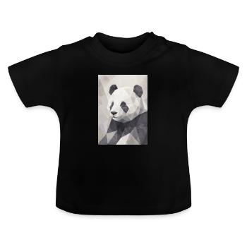 Geometrischer Panda Polygon Art  - Baby Bio-T-Shirt mit Rundhals - Schwarz - Vorne