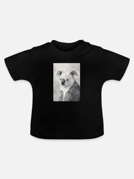Geometrischer Koala Polygon Art  - Baby Bio-T-Shirt mit Rundhals - Schwarz
