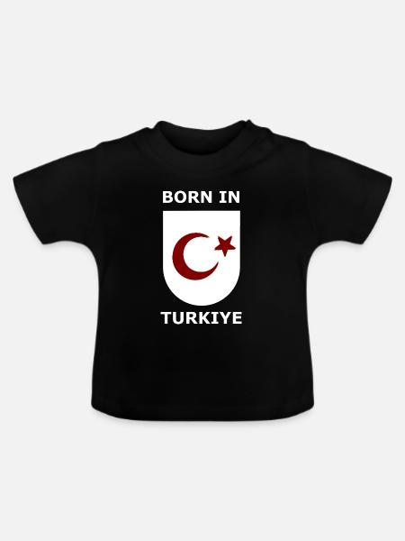Born in Türkiye Shield - Baby Bio-T-Shirt mit Rundhals - Schwarz