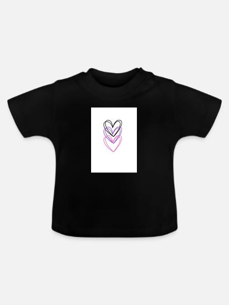Drei ineinander verschlungene Herzen - Baby Bio-T-Shirt mit Rundhals - Schwarz