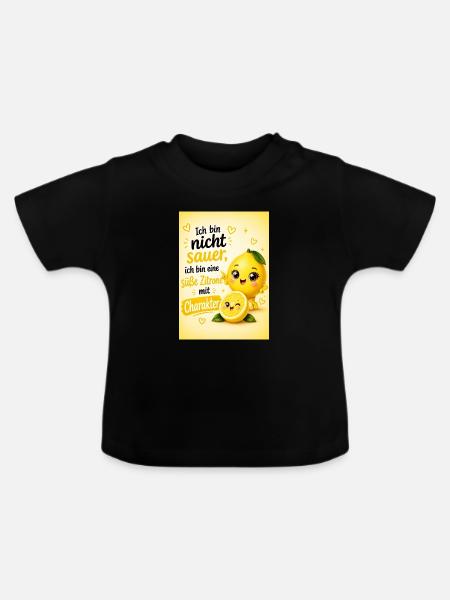 Charakterstarke, süße Zitrone - Baby Bio-T-Shirt mit Rundhals - Schwarz