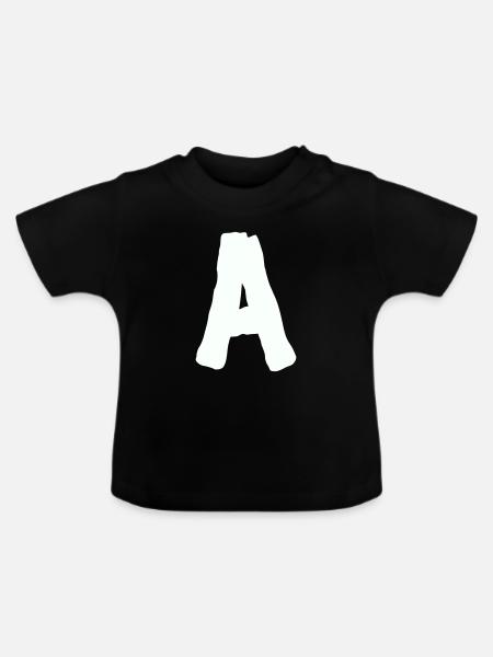 buchstabe_A- - Baby Bio-T-Shirt mit Rundhals - Schwarz