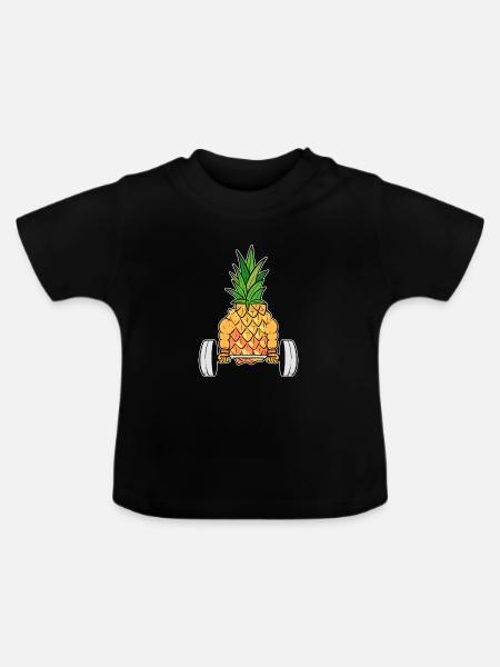 Ananas Fitness - Baby Bio-T-Shirt mit Rundhals - Schwarz