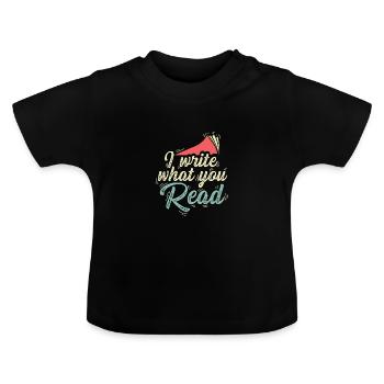 What do you read columnist gift - Baby Organic T-Shirt with Round Neck - black - Front