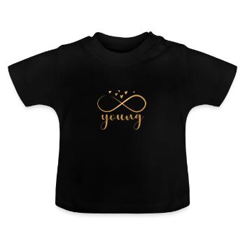forever young in gold - Baby Bio-T-Shirt mit Rundhals - Schwarz - Vorne