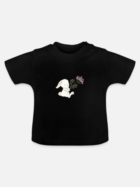 holding flower 01 - Baby Organic T-Shirt with Round Neck - black