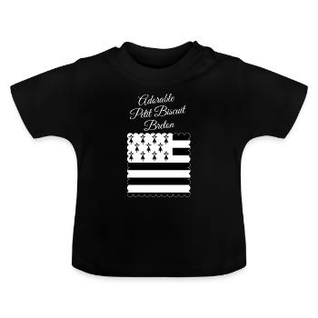Breton baby I love you - Baby Organic T-Shirt with Round Neck - black - Front