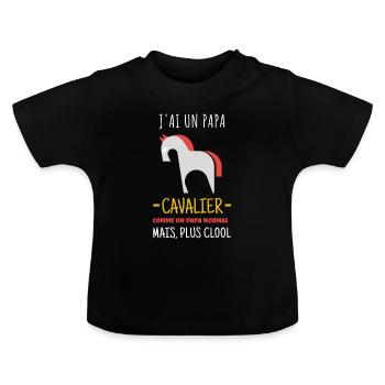 Papa Cavalier Cool - T-shirt bio col rond Bébé - noir - Devant