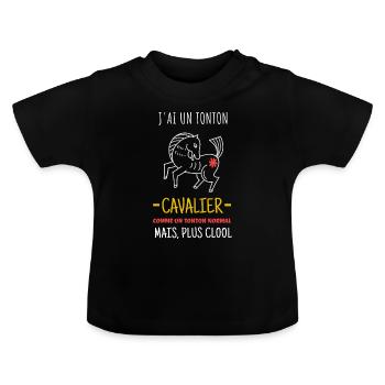 Tonton Cavalier Cool - T-shirt bio col rond Bébé - noir - Devant