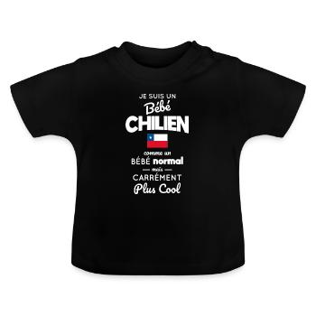 Chilenisches Baby wie ein normales Baby, aber cooler - Baby Bio-T-Shirt mit Rundhals - Schwarz - Vorne