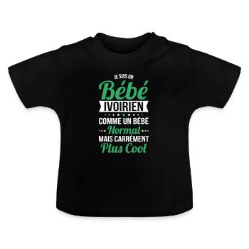 Ivorian Baby Like a Normal Baby But Cooler - Baby Organic T-Shirt with Round Neck - black - Front