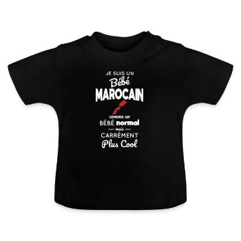 Moroccan Baby Like a Normal Baby But Cooler - Baby Organic T-Shirt with Round Neck - black - Front