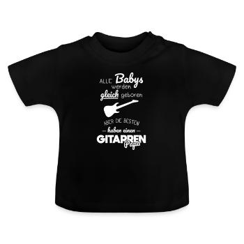 Mêmes bébés Les meilleurs ont un papa guitare - T-shirt bio col rond Bébé - noir - Devant