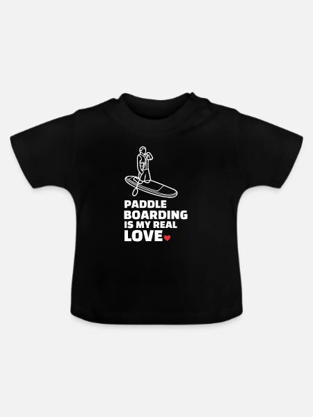 Ich Liebe Paddleboarding - Baby Bio-T-Shirt mit Rundhals - Schwarz