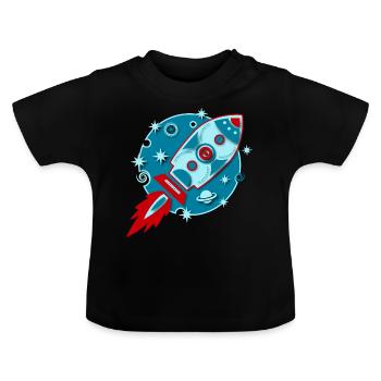 Rétro-fusée Planète Spatial Raumfahrt Sci-fi - T-shirt bio col rond Bébé - noir - Devant