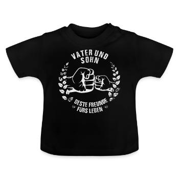 Vater und Sohn - Baby Bio-T-Shirt mit Rundhals - Schwarz - Vorne