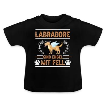 Labradore sind Engel mit Fell - Baby Bio-T-Shirt mit Rundhals - Schwarz - Vorne