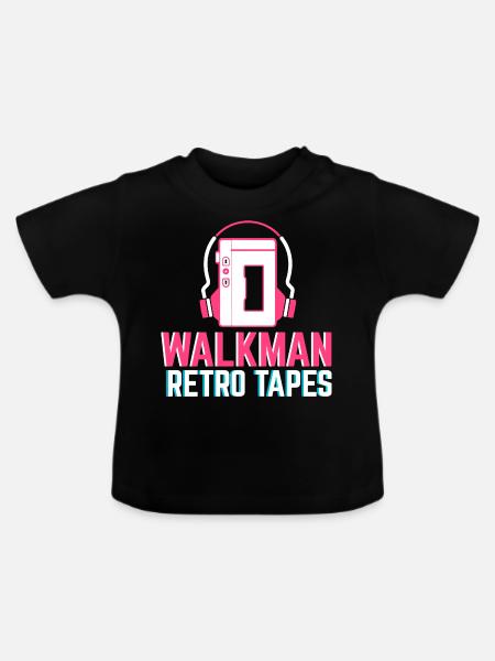 Walkman Retro Tapes - Baby Bio-T-Shirt mit Rundhals - Schwarz