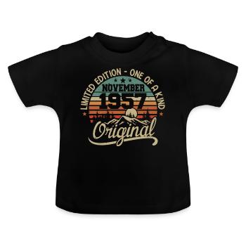 Retro November - November 1957 Geburtstagsgeschenk - Baby Bio-T-Shirt mit Rundhals - Schwarz - Vorne