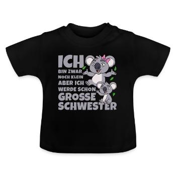 Große Schwester Koala Koalas Geschwister Mädchen - Baby Bio-T-Shirt mit Rundhals - Schwarz - Vorne