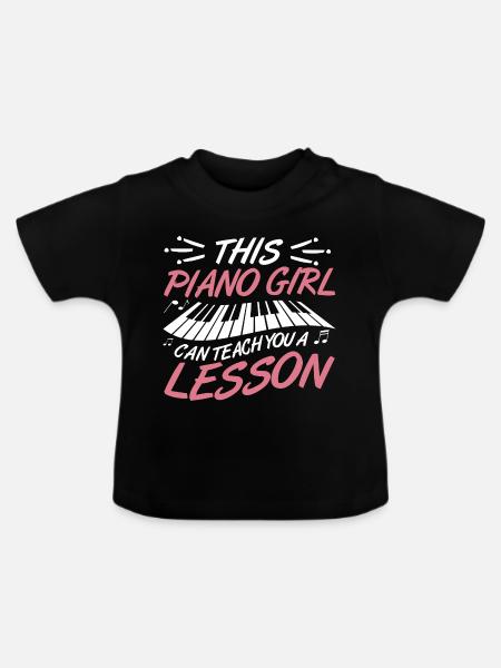 Pianist Mädchen - Baby Bio-T-Shirt mit Rundhals - Schwarz