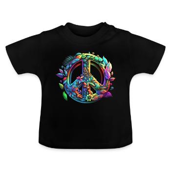 Symbole de paix, signe de paix, paix, liberté - T-shirt bio col rond Bébé - noir - Devant