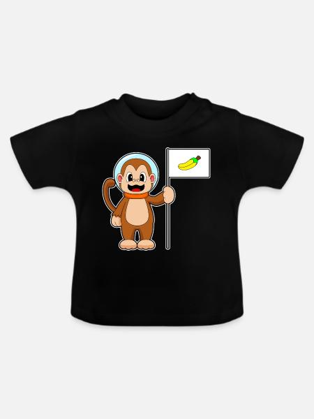 Affe Astronaut Weltraum - Baby Bio-T-Shirt mit Rundhals - Schwarz