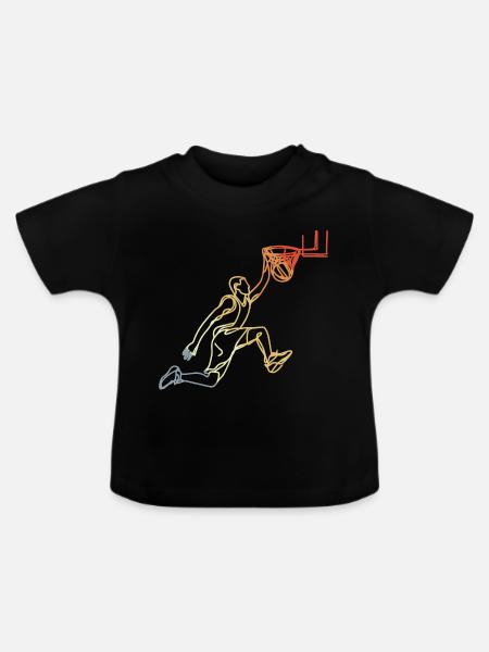 Basketball Retro Look - Baby Bio-T-Shirt mit Rundhals - Schwarz