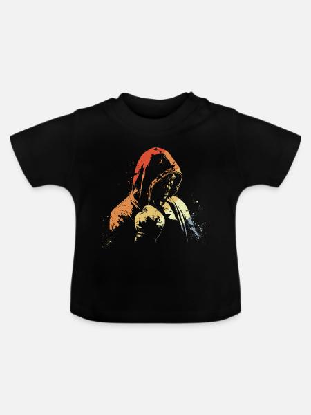 Retro Kickboxen - Baby Bio-T-Shirt mit Rundhals - Schwarz