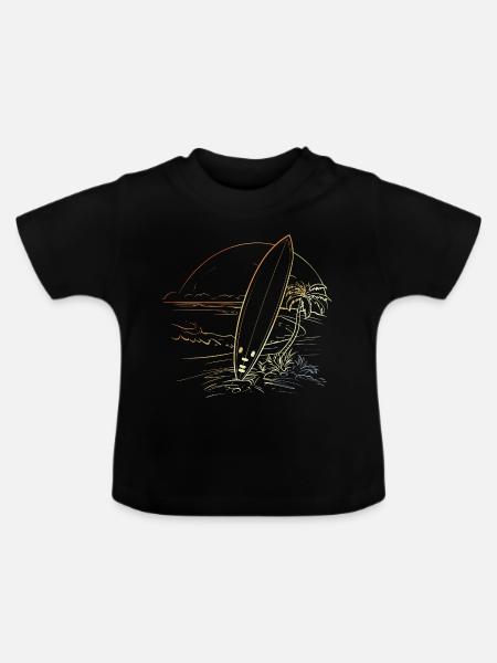 Surfen Skizze Retro - Baby Bio-T-Shirt mit Rundhals - Schwarz