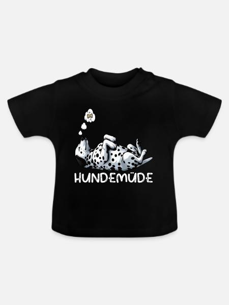 Hundemüde Dalmatiner Dalmatinerbesitzer Dalmatine - Baby Bio-T-Shirt mit Rundhals - Schwarz