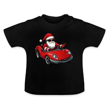 Chauffeur de Noël / Cabriolet Père Noël - T-shirt bio col rond Bébé - noir - Devant