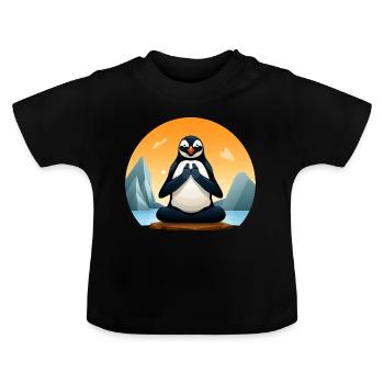 Pingouin Yogi - T-shirt bio col rond Bébé - noir - Devant