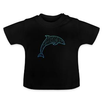 Delfin dolphin - Baby Bio-T-Shirt mit Rundhals - Schwarz - Vorne