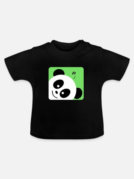 Animal panda - Tierischer Panda - Baby Bio-T-Shirt mit Rundhals - Schwarz