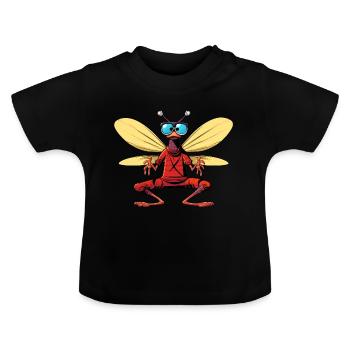 Fliege Yogi - Baby Bio-T-Shirt mit Rundhals - Schwarz - Vorne