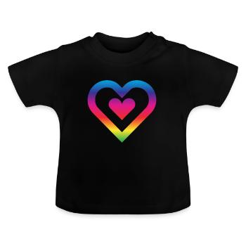 Rainbow Heart Homosexuality LGBT Love - Baby Organic T-Shirt with Round Neck - black - Front