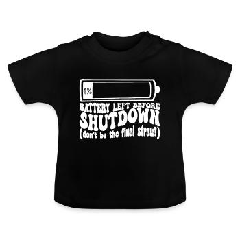 Ein Prozent Batterie vor der Abschaltung - Baby Bio-T-Shirt mit Rundhals - Schwarz - Vorne