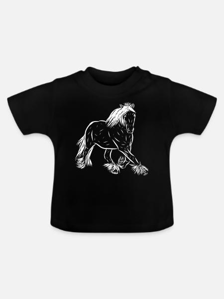 Pferde - Baby Bio-T-Shirt mit Rundhals - Schwarz