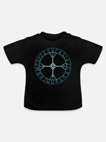 Symbol Wikinger Rune Algiz Odin Thor Loki Asgard - Økologisk T-shirt til baby, rund hals - sort