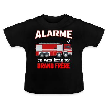 Cadeau Future Grand Frère - T-shirt bio col rond Bébé - noir - Devant
