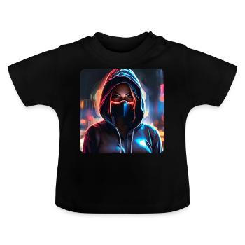Cooles Cyberpunk Girl - Baby Bio-T-Shirt mit Rundhals - Schwarz - Vorne