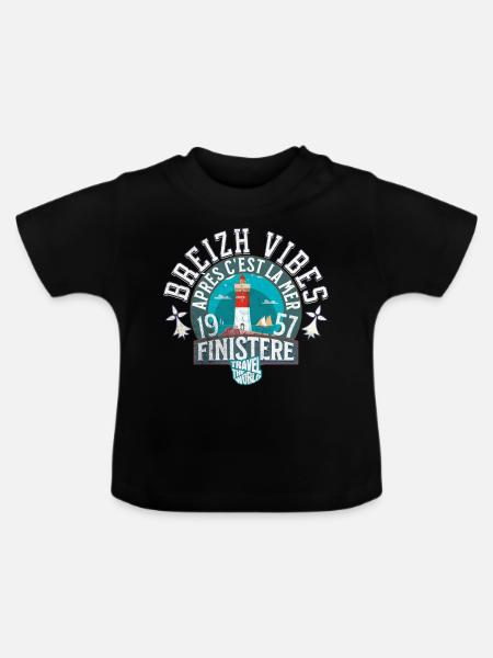 Breizh vibes Finistère - Baby Bio-T-Shirt mit Rundhals - Schwarz