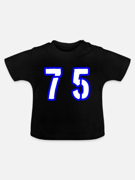 75 Zahl Symbol - Baby Bio-T-Shirt mit Rundhals - Schwarz