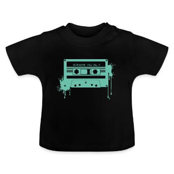 RETRO CASSETTE en turquoise - T-shirt bio col rond Bébé - noir - Devant