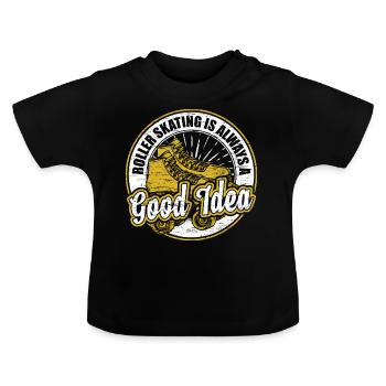 Roller skating Roller skates - Baby Organic T-Shirt with Round Neck - black - Front
