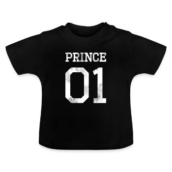 Prince 01 blanc used look shirt - T-shirt bio col rond Bébé - noir - Devant