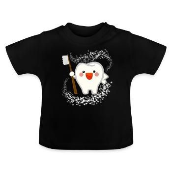 Dent, dents, brosse, yay - T-shirt bio col rond Bébé - noir - Devant