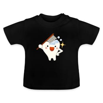 dents - T-shirt bio col rond Bébé - noir - Devant